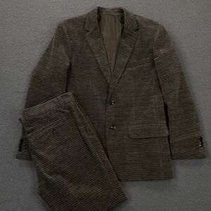Mr Turk 2 Piece Suit FITS 40R 32x29 Brown Velvet Stripe Classic Event